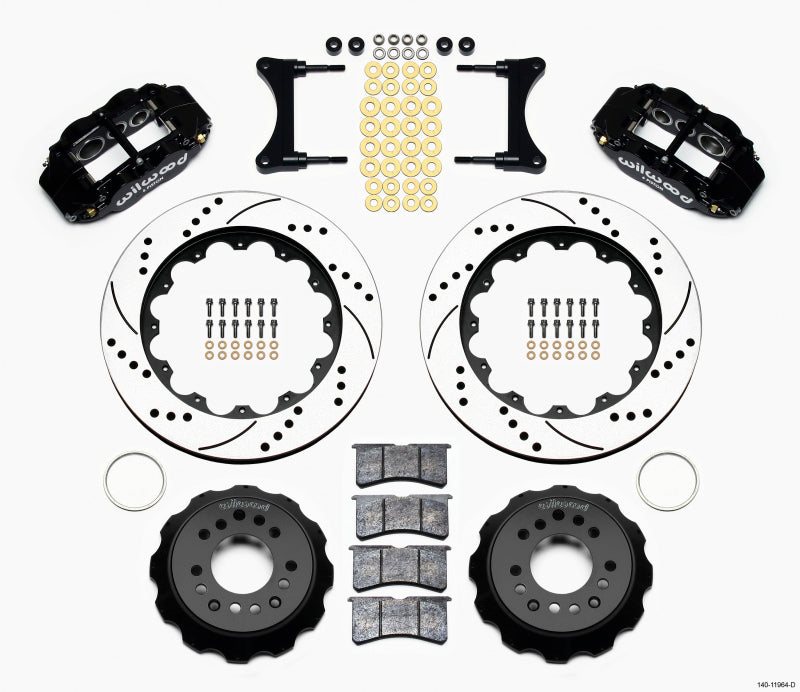 WIL Superlite Brake Kit - Wilwood Narrow Superlite 6R Front Hat Kit 14.00in Drilled 93-96 Mazda RX7