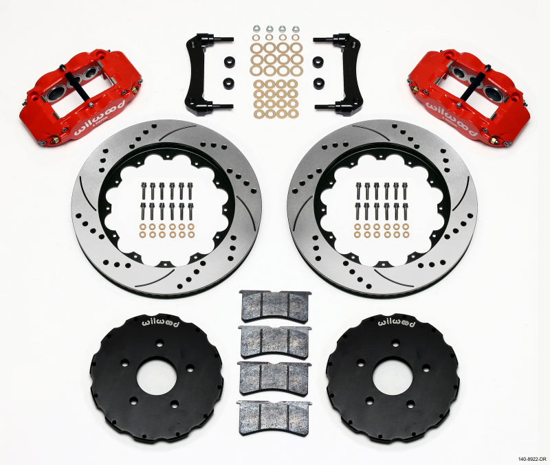 WIL Superlite Brake Kit - Wilwood Narrow Superlite 6R Front Hat Kit 14.00in Drill Red 2005-up Corvette C6