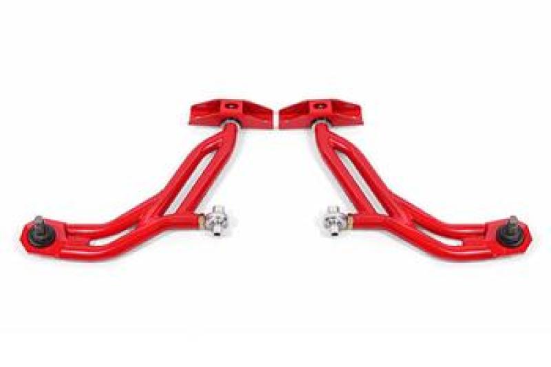BMR Control Arms - BMR 10-14 Ford Mustang Adj. Lower A-Arms w/ Delrin/Rod End / 19mm Tall Ball Joint - Red