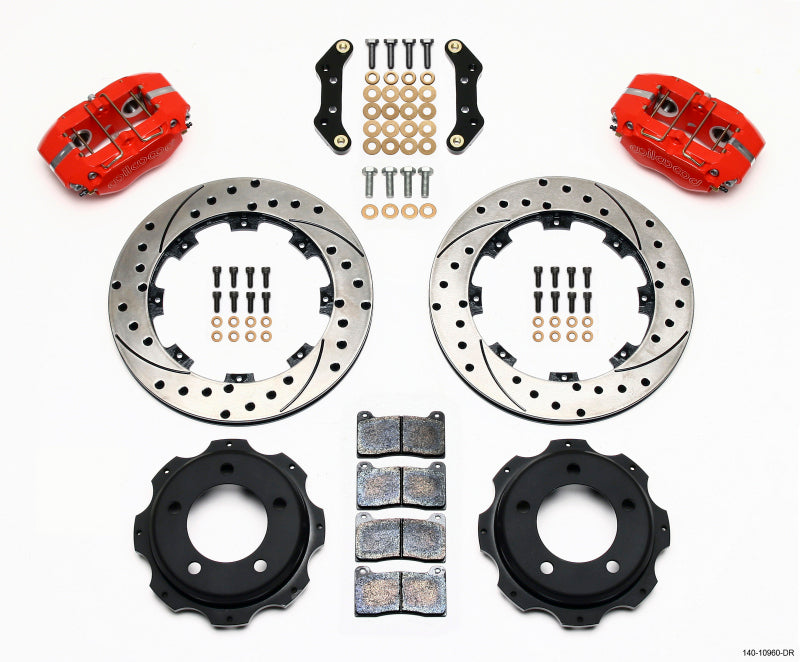 WIL Dynapro Brake Kit - Wilwood Dynapro Rear Kit 12.19in Drill-Red Backdraft Cobra (BMW E36 Based)