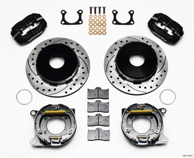 WIL Dynalite Brake Kit - Wilwood Forged Dynalite P/S Park Brake Kit Drilled Big Ford 2.36in Offset Currie Blank