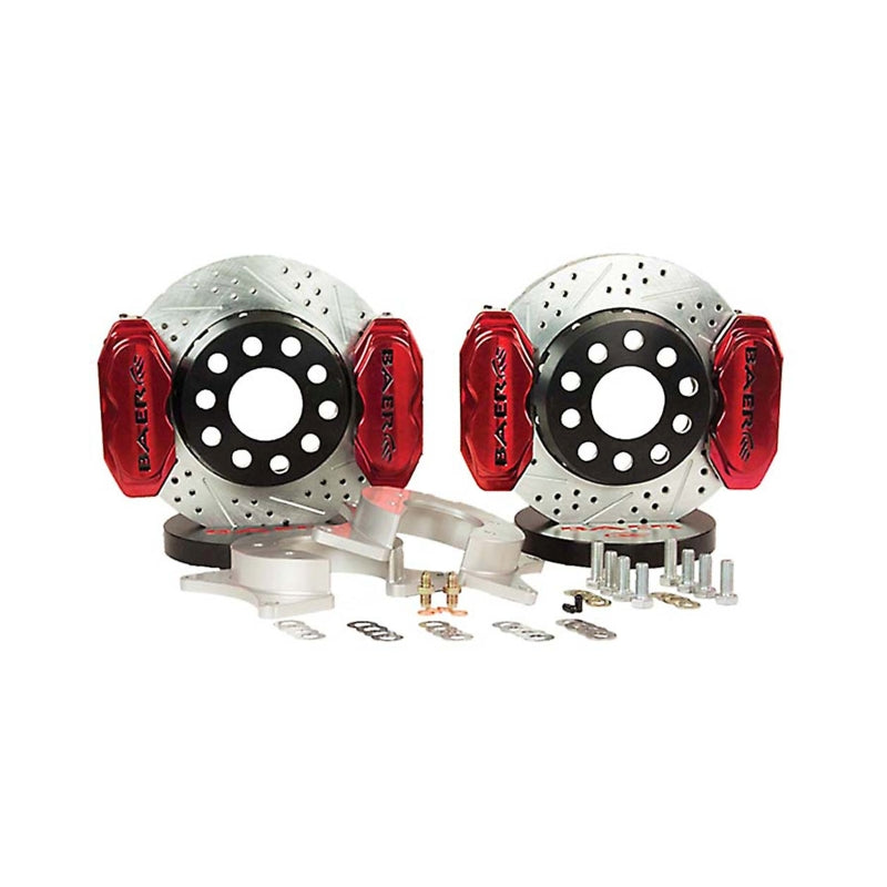 BAE SS4 Brake Kits - Baer Brakes Ford 8.8in C-Clip Rear Ends 11in SS4+ Dual Deep Stage Rear SDZ Brake Kit - Fire Red
