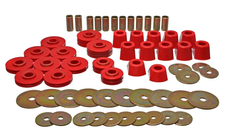 ES Body Mounts - Red - Energy Suspension 67-95 K5 Blazer / 67-70 Denali XL/Suburban/Yukon XL 4WD Red Body (Cab) Mount Set