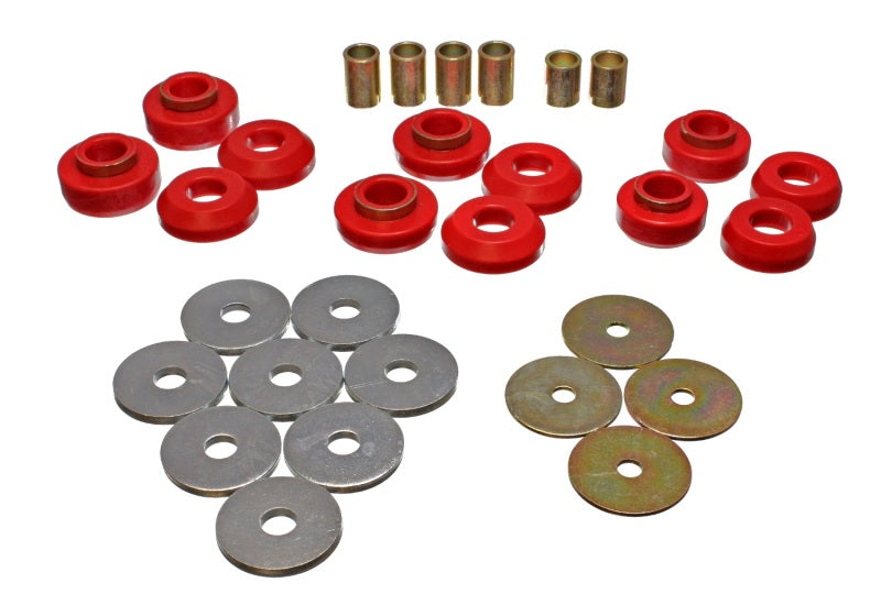 ES Body Mounts - Red - Energy Suspension 75-79 Chevrolet Nova / Chevy II Red Body Mount Set