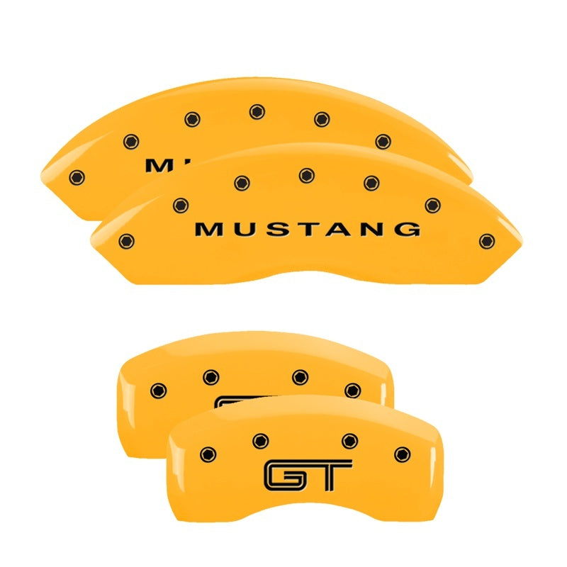 MGP Caliper Covers 4 Logo - MGP 4 Caliper Covers Engraved Front Mustang Rear S197/GT Yellow Finish Black Char 2003 Ford Mustang