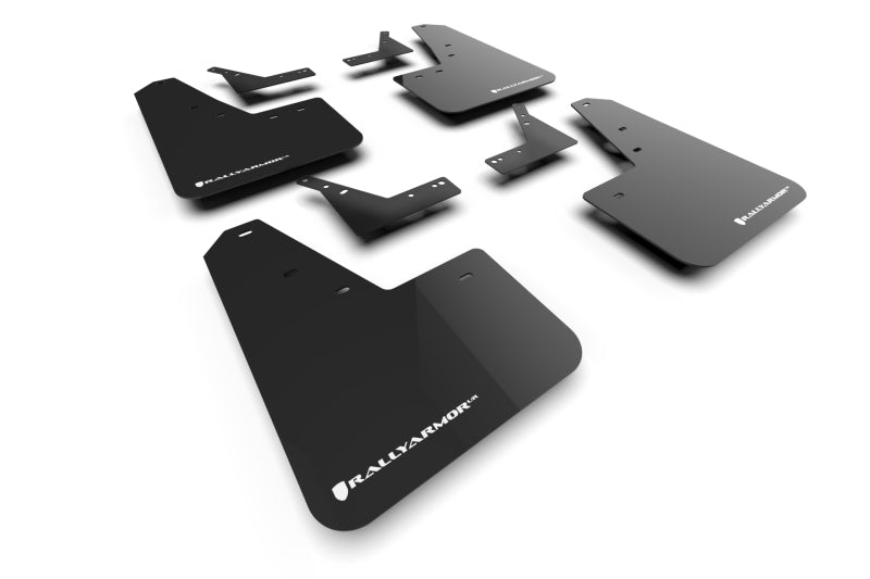RAL UR Blk Flap/Wht Logo - Rally Armor 21-25 Dodge Ram 1500 TRX Black UR Mud Flap - White Logo