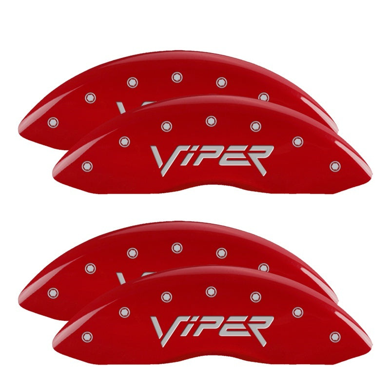 MGP Caliper Covers 4 Logo - MGP 4 Caliper Covers Engraved Front & Rear Gen 2/Viper Red finish silver ch
