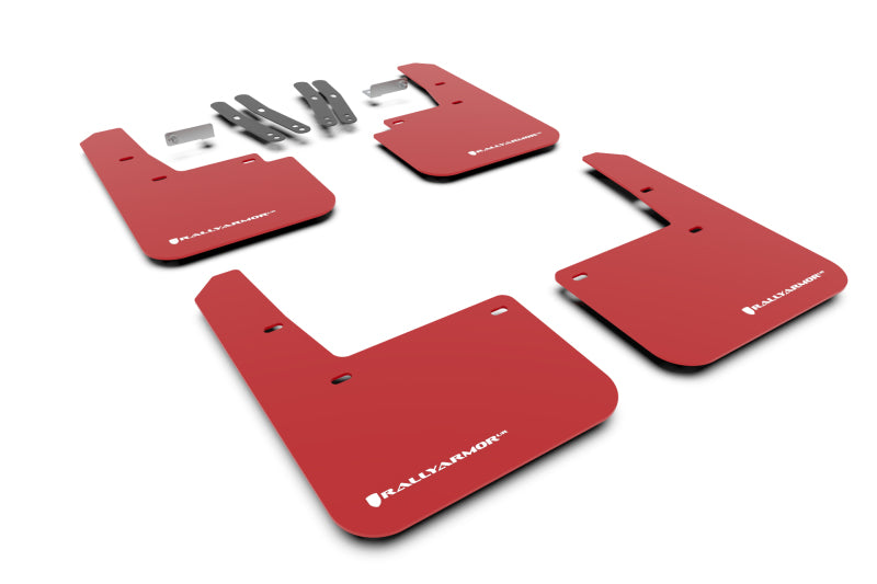 RAL UR Red Flap/Wht Logo - Rally Armor 18-23 Hyundai Kona Red UR Mud Flap White Logo