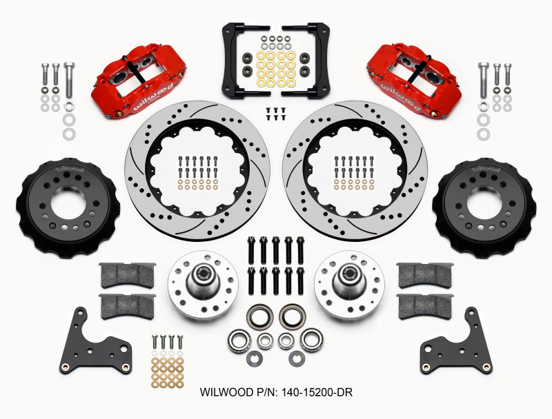 WIL Superlite Brake Kit - Wilwood Narrow Superlite 6R Front Hub Kit 14.00in Drill Red 65-72 CDP C Body -Drum