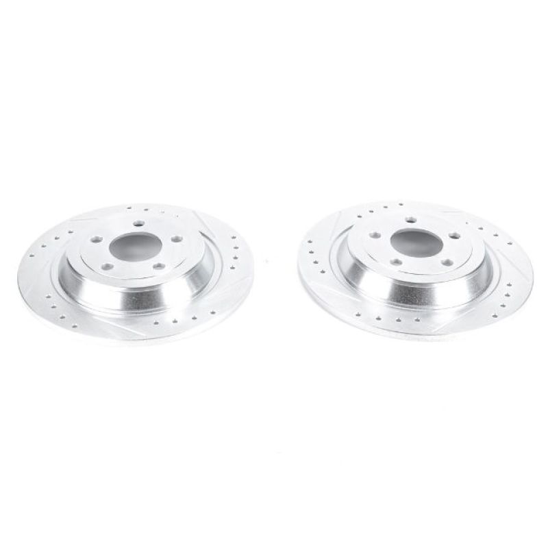PSB Evolution Drill/Slot Rotor - Power Stop 15-19 Ford Mustang Rear Evolution Drilled & Slotted Rotors - Pair