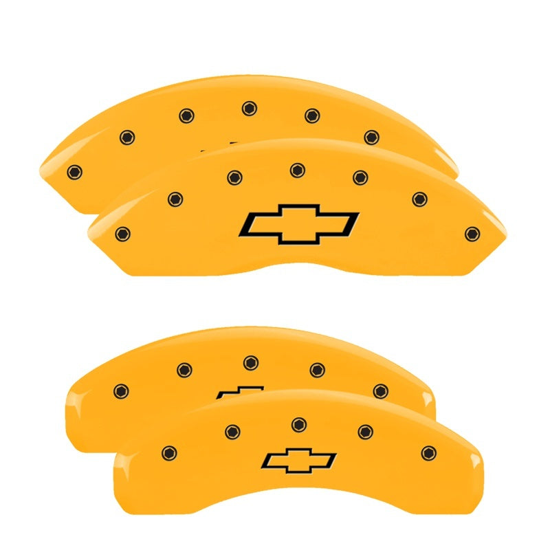 MGP Caliper Covers 4 Logo - MGP 4 Caliper Covers Engraved Front & Rear Bowtie Yellow finish black ch