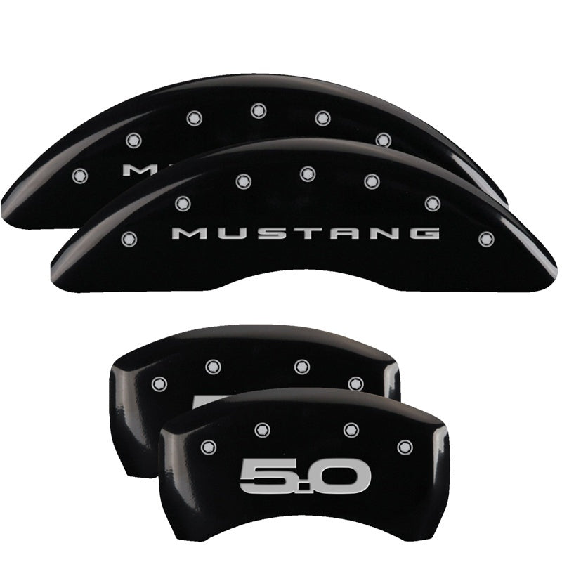 MGP Caliper Covers 4 Logo - MGP 4 Caliper Covers Engraved Front 2015/Mustang Engraved Rear 2015/50 Black finish silver ch