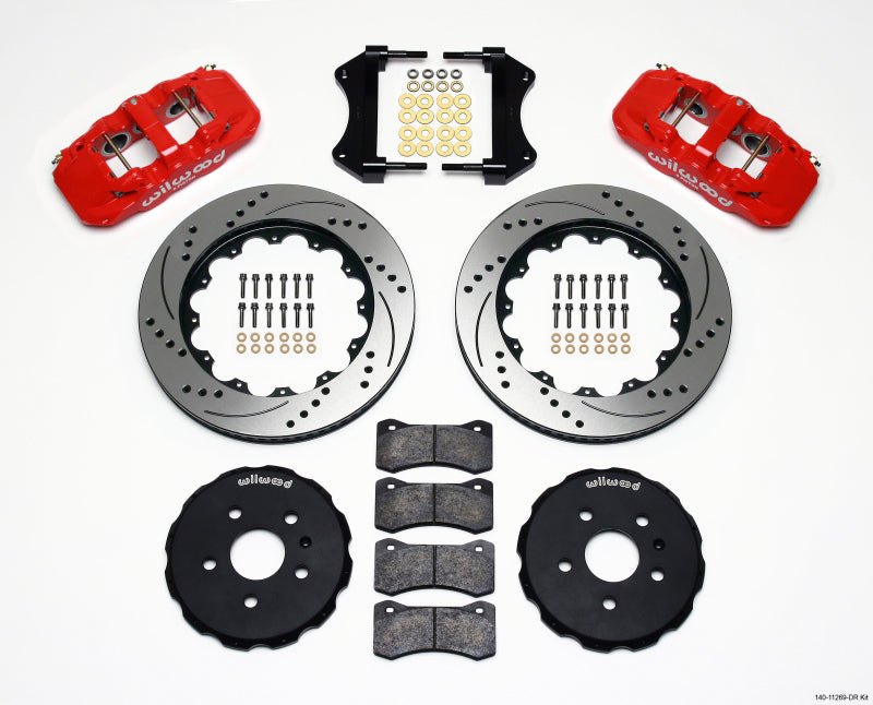 WIL Aero Brake Kit - Wilwood AERO6 Front Hat Kit 14.25 Drilled Red 2010-2015 Camaro