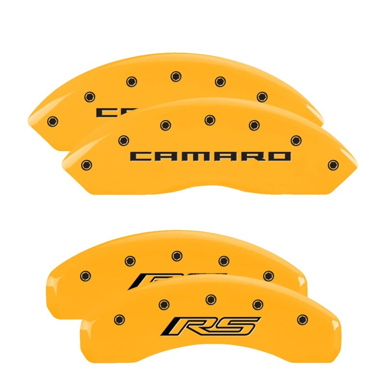 MGP Caliper Covers 4 Logo - MGP 4 Caliper Covers Engraved Front Gen 5/Camaro Engraved Rear Gen 5/RS Yellow finish black ch