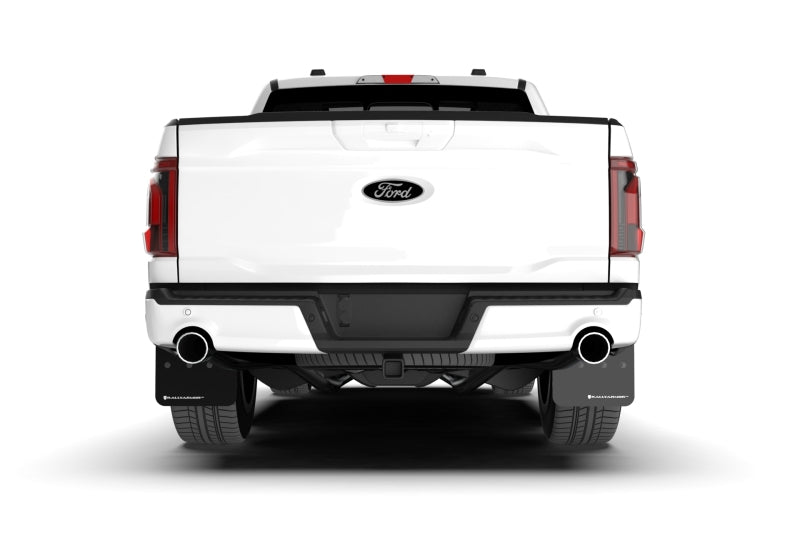 RAL UR Blk Flap/Wht Logo - Rally Armor 21-25 Ford F-150 (Excl. Raptor) Black UR Mud Flap w/White Logo