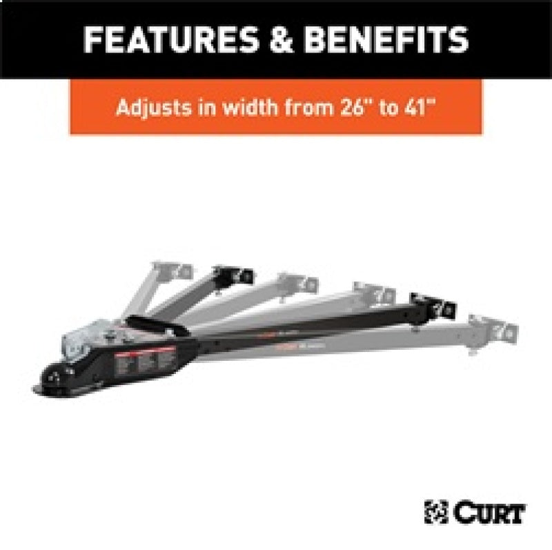 ROK Towing Solutions - RockJock Curt Tow Bar with Adjustable Width Arms Car Mount 2in Ball 5000lbs