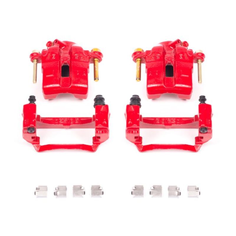 PSB Red Calipers - Power Stop 94-97 Mazda Miata Front Red Calipers w/Brackets - Pair