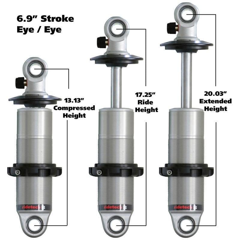 RID HQ Coilovers - Universal - Ridetech HQ Series CoilOver Shock 6.9in Travel 2.5in Coil Eye/Eye Mounting 13.125in/20.025in