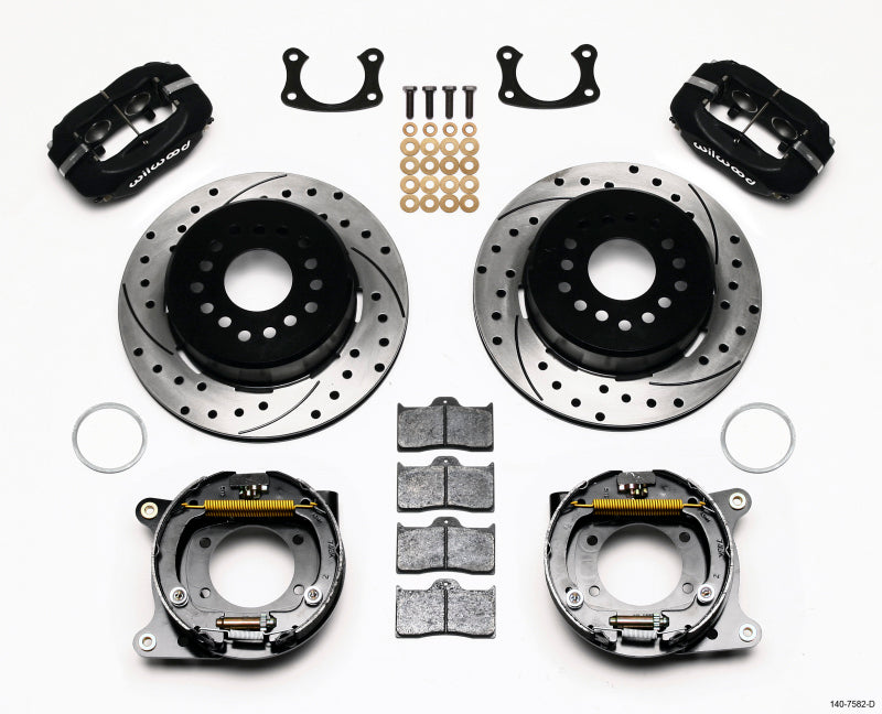 WIL Dynalite Brake Kit - Wilwood Forged Dynalite P/S Park Brake Kit Drilled New Big Ford 2.36in Offset