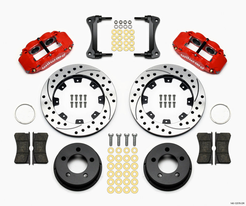 WIL Superlite Brake Kit - Wilwood Narrow Superlite 4R Front Kit 12.19in Drilled Red 87-89 Jeep YJ