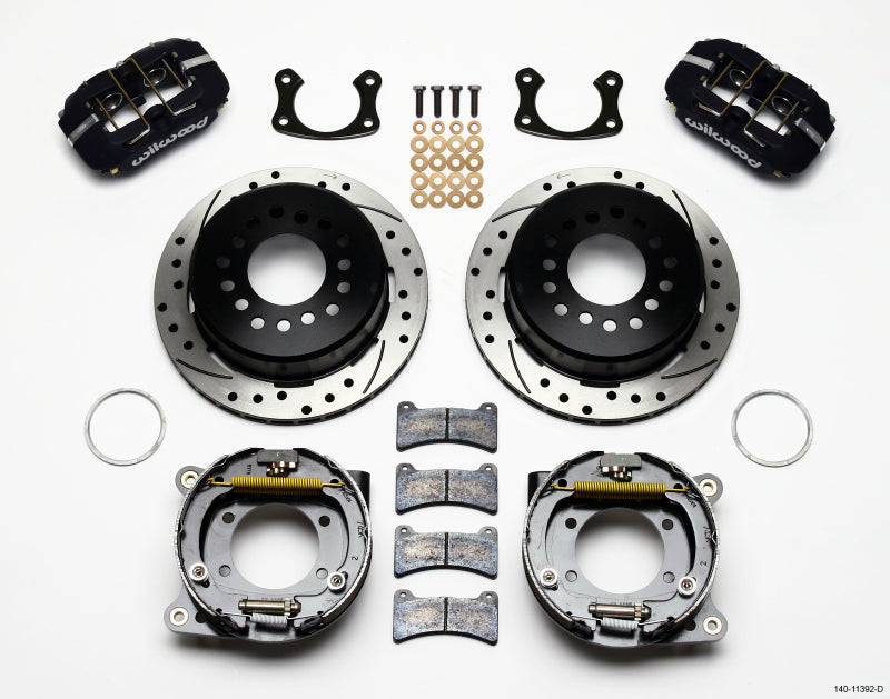 WIL Dynapro Brake Kit - Wilwood Dynapro Low-Profile 11.00in P-Brake Kit Drilled New Big Ford 2.50in Off Staggered Mount