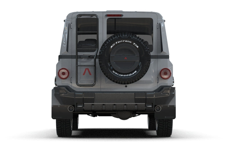RAL UR Blk Flap/Grey Logo - Rally Armor 23-25 Ineos Grenadier Black Mud Flap - Warm Grey Logo