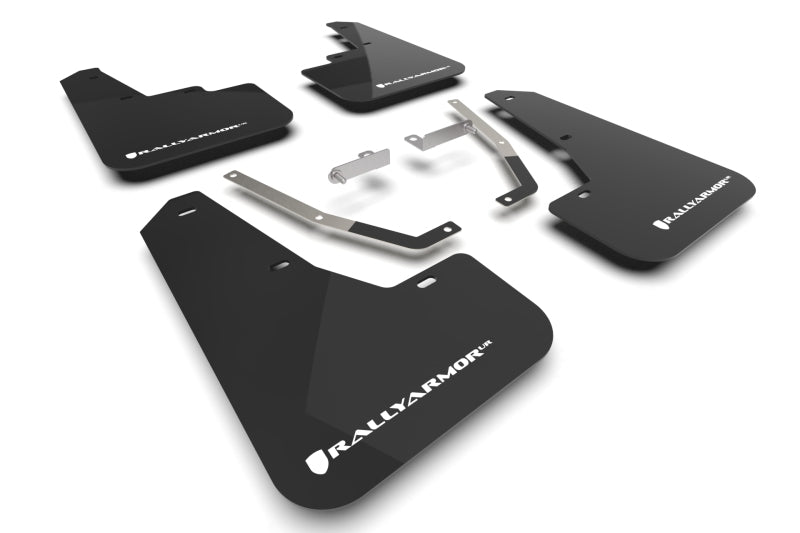 RAL UR Blk Flap/Wht Logo - Rally Armor 24-26 Subaru Crosstrek Black UR Mud Flap White Logo