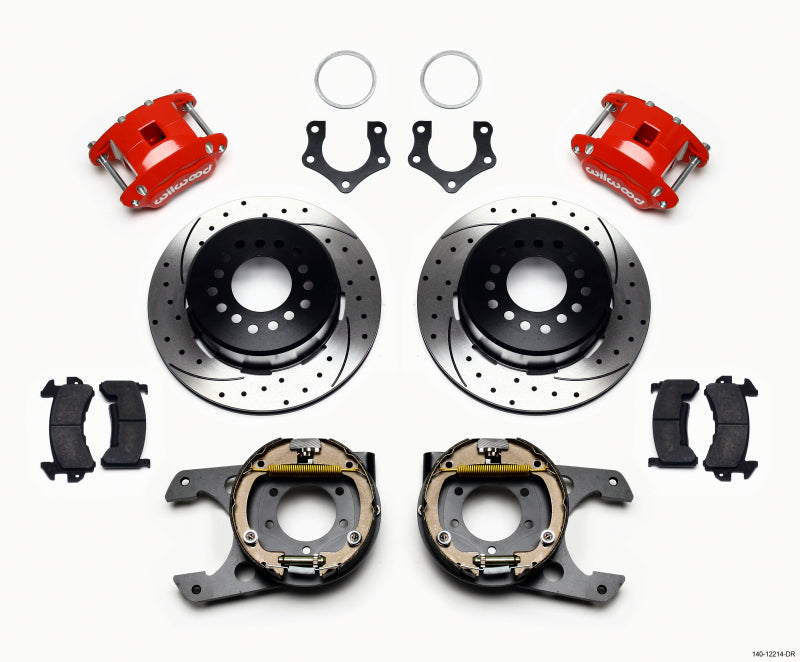 WIL D154 Brake Kit - Wilwood D154 P/S P-B Kit Drilled-Red Mopar/Dana 2.36in Off w/Snap Ring Bearing