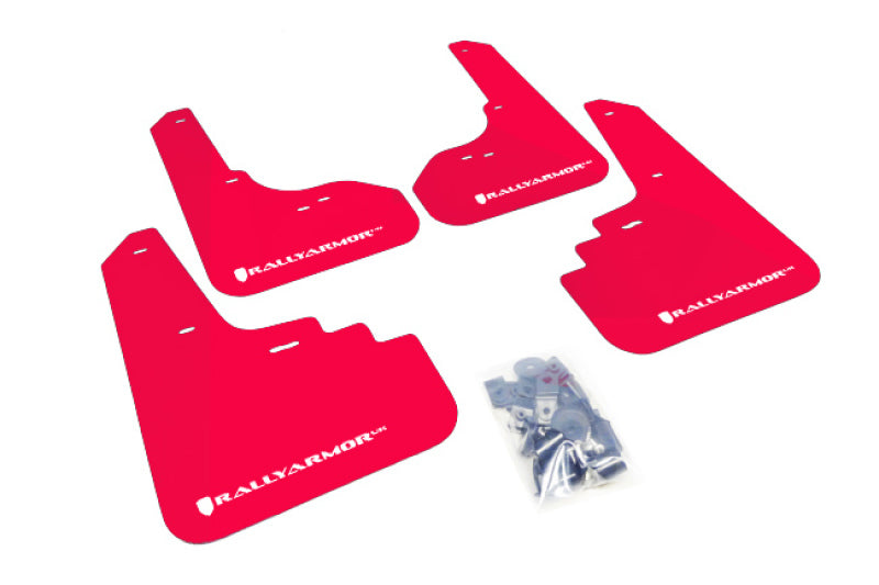 RAL UR Red Flap/Wht Logo - Rally Armor 05-09 Subaru Legacy / Outback Red UR Mud Flap w/White Logo