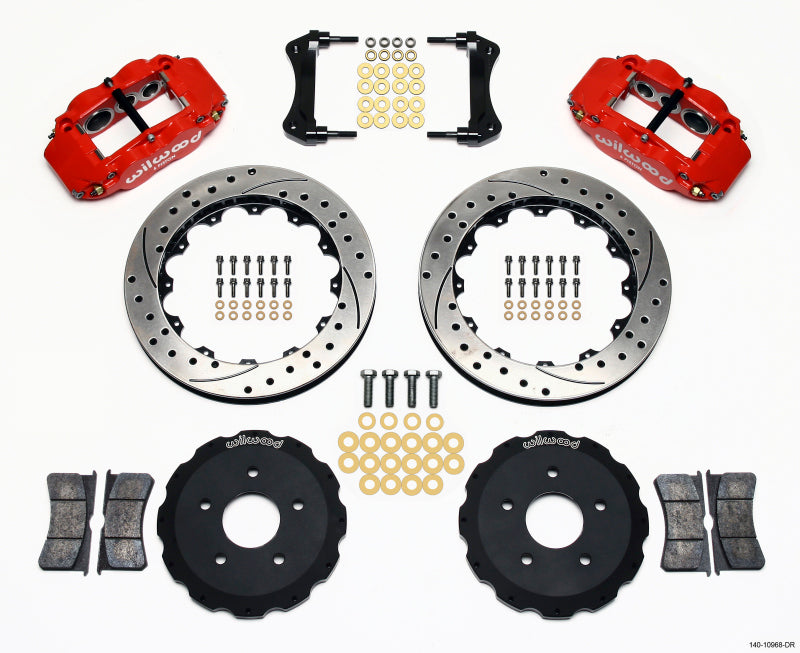 WIL Superlite Brake Kit - Wilwood Narrow Superlite 6R Front Hat Kit 13.06in Drill Red Backdraft Cobra (BMW E36 Based)