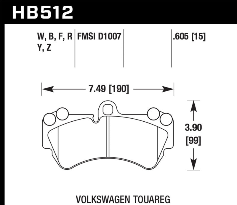 HAWK Ceramic Brake Pad Sets - Hawk 04 Volkswagen Touareg Performance Ceramic Street Front Brake Pads