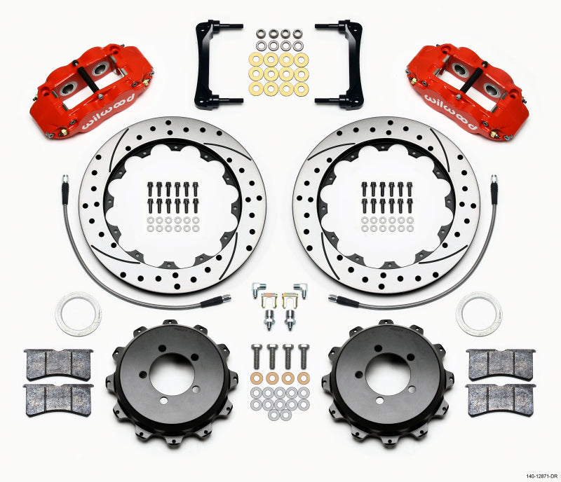 WIL Superlite Brake Kit - Wilwood Narrow Superlite 4R Rear Kit 12.88in Drilled Red 2012-Up Toyota / Scion FRS w/Lines