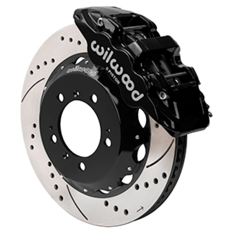 WIL Aero Brake Kit - Wilwood 99-12 Porsche 911 (996/997) Aero6 Front Brake Kit Drill/Slot 14.00in Rotor W/Lines - Blk
