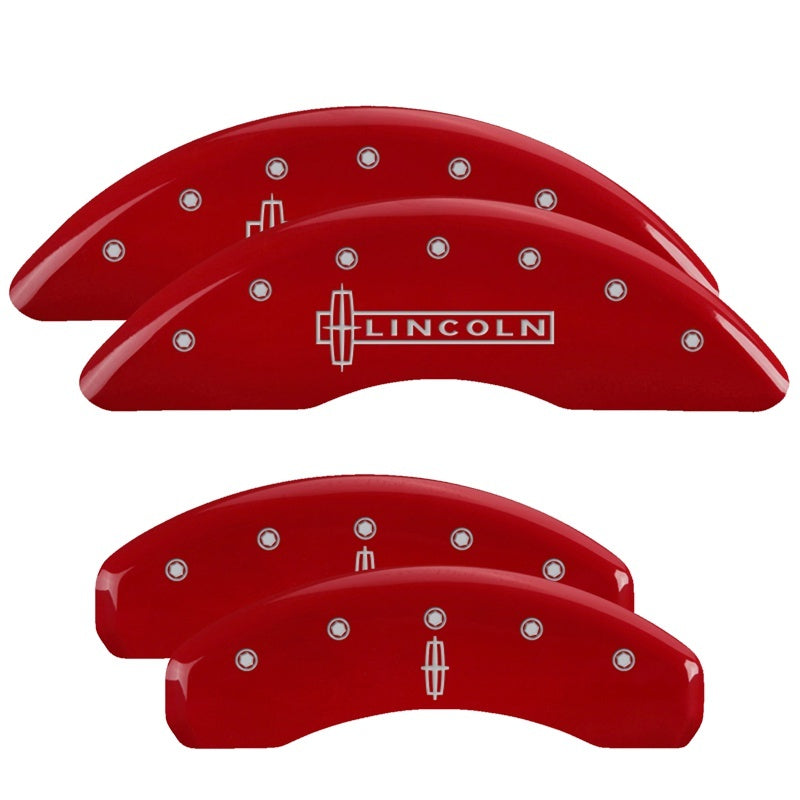 MGP Caliper Covers 4 Logo - MGP 4 Caliper Covers Engraved Front Lincoln Engraved Rear Star logo Red finish silver ch