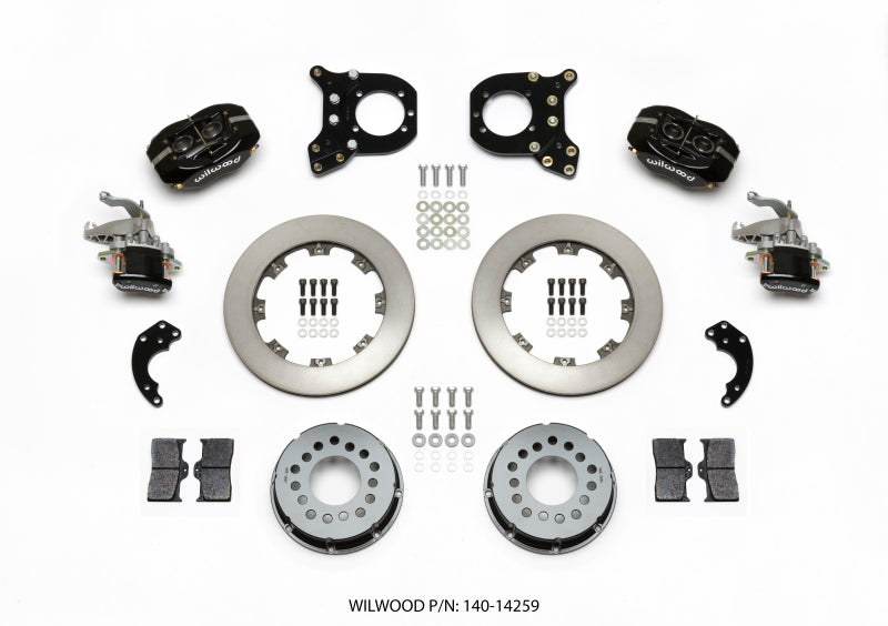 WIL Dynalite Brake Kit - Wilwood Forged Dynalite P/S Rear Kit w/MC4 P-Brake Chev 12 Bolt w/Clip Elimin-Staggered