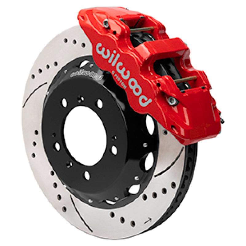 WIL Aero Brake Kit - Wilwood 99-12 Porsche 911 (996/997) Aero6 Front Brake Kit Drill/Slot 14.00in Rotor W/Lines - Red