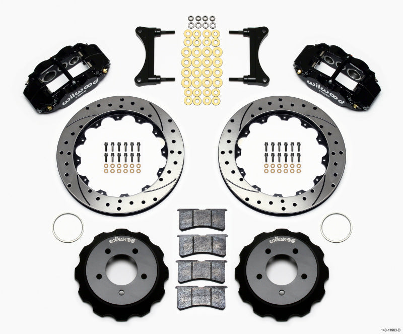 WIL Superlite Brake Kit - Wilwood Narrow Superlite 6R Front Hat Kit 12.88in Drilled 93-96 Mazda RX7