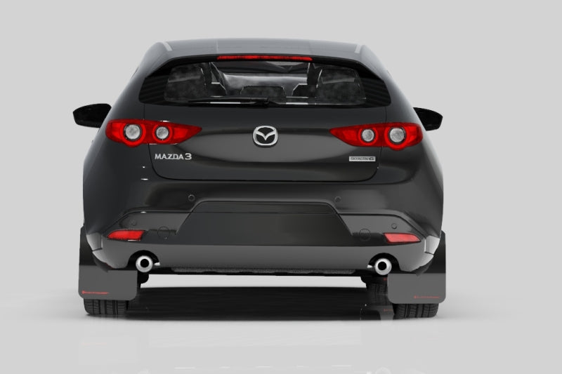 RAL UR Blk Flap/Rd Logo - Rally Armor 19-25 Mazda3 Hatchback Black UR Mud Flap w/Red Logo
