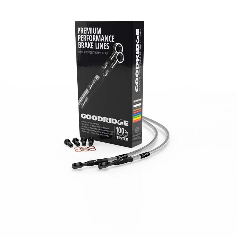 GR Powersports SS Brake Line Kits - Goodridge 94-07 Harley-Davidson FLHR/FLHRC Clear Front Brake Line w/Black Fitting