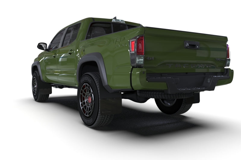 RAL Classic Blk Flap/Blk Logo - Rally Armor 16-23 Toyota Tacoma Gen 3 Black Mud Flap w/Metallic Black Logo