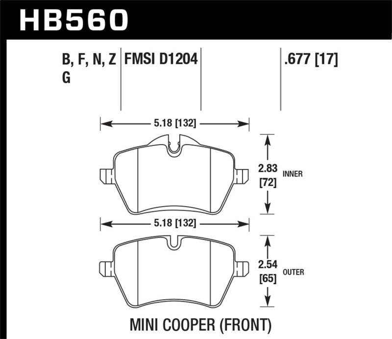 HAWK DTC-60 Brake Pad Sets - Hawk 06-15 Mini Cooper DTC-60 Race Front Brake Pads