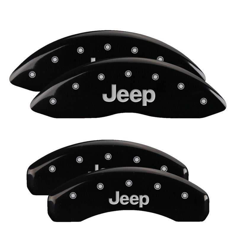 MGP Caliper Covers 4 Logo - MGP 4 Caliper Covers Engraved Front & Rear 11-18 Jeep Grand Cherokee Black Finish Silver Jeep Logo