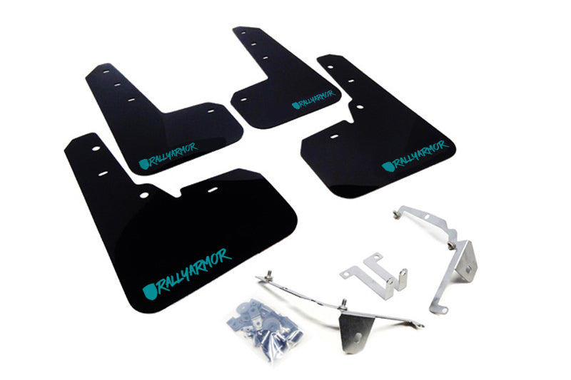 RAL UR Blk Flap/Teal Logo - Rally Armor 13-17 Subaru Crosstrek XV Black UR Mud Flap w/Teal Altered Font Logo
