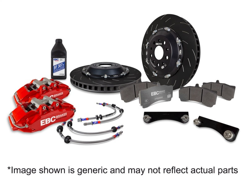 EBC Big Brake Kits - EBC Racing 20-23 Volkswagen Golf-R Black Apollo-6 Calipers 380mm Rotors Front Big Brake Kit