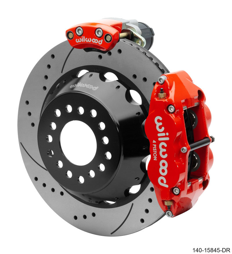 WIL Superlite Brake Kit - Wilwood Narrow Superlite 4R Rear P-Brk Kit 14.00in Rotor Big Ford New Style 2.50in Offset - SRP Red