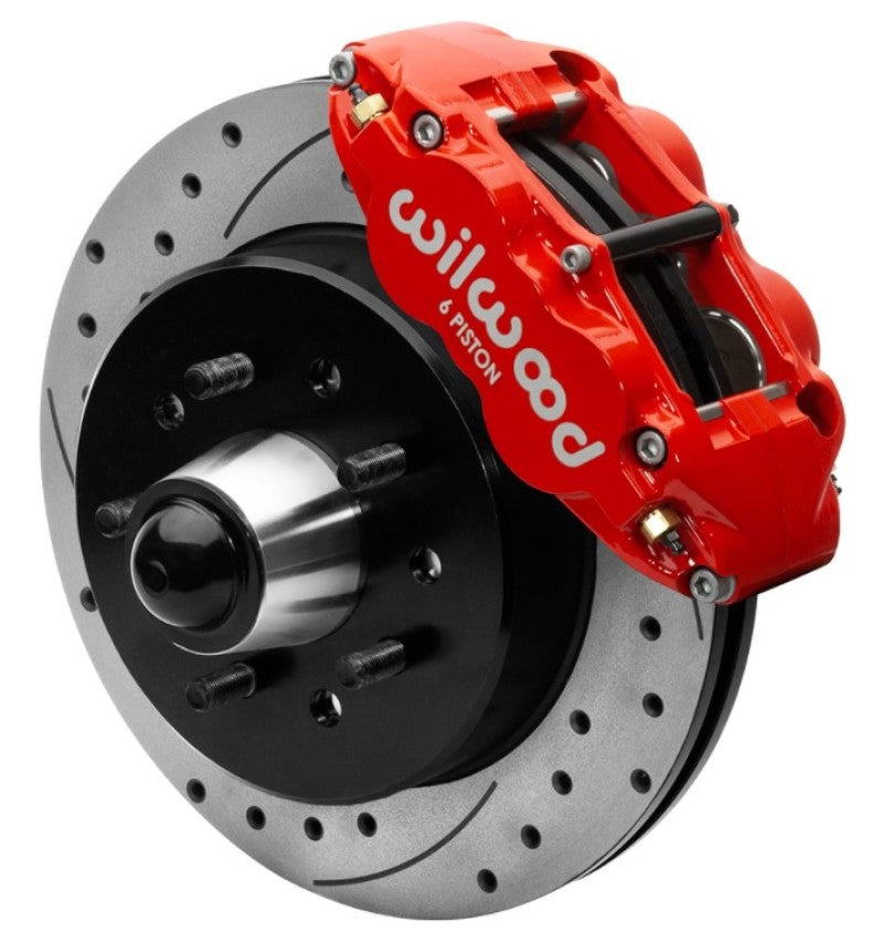 WIL Superlite Brake Kit - Wilwood 63-87 Chevy C10 Narrow Superlite 6R Front Brake Kit Drilled & Slotted 12.19in Rotors - Red