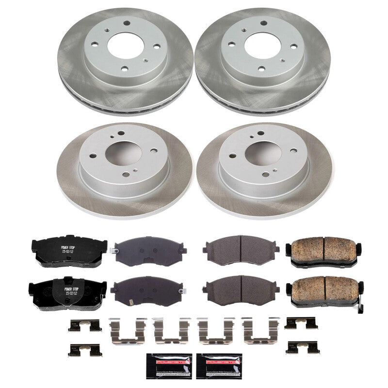 PSB Semi-Coated Rotor Kits - Power Stop 91-96 Infiniti G20 Front and Rear Semi-Coated Rotor Kit