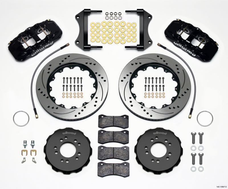 WIL Aero Brake Kit - Wilwood AERO6 Front Hat Kit 14.25 Drilled 2014-Up Corvette C7 w/Lines