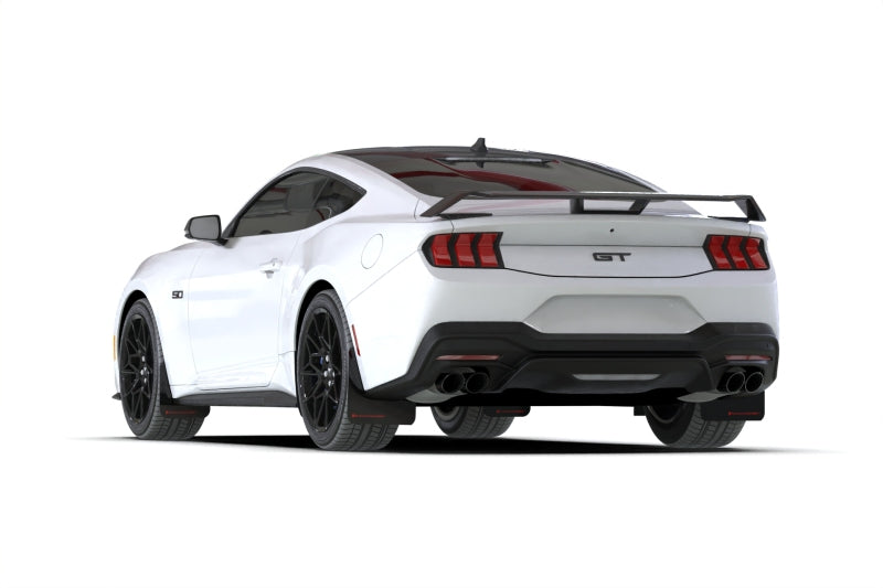RAL UR Blk Flap/Met. Blk Logo - Rally Armor 2024+ Ford Mustang Black UR Mud Flap w/ Metallic Black Logo
