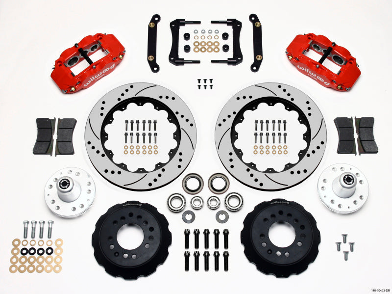 WIL Superlite Brake Kit - Wilwood Narrow Superlite 6R Front Hub Kit 14.00in Drill Red 79-81 Camaro
